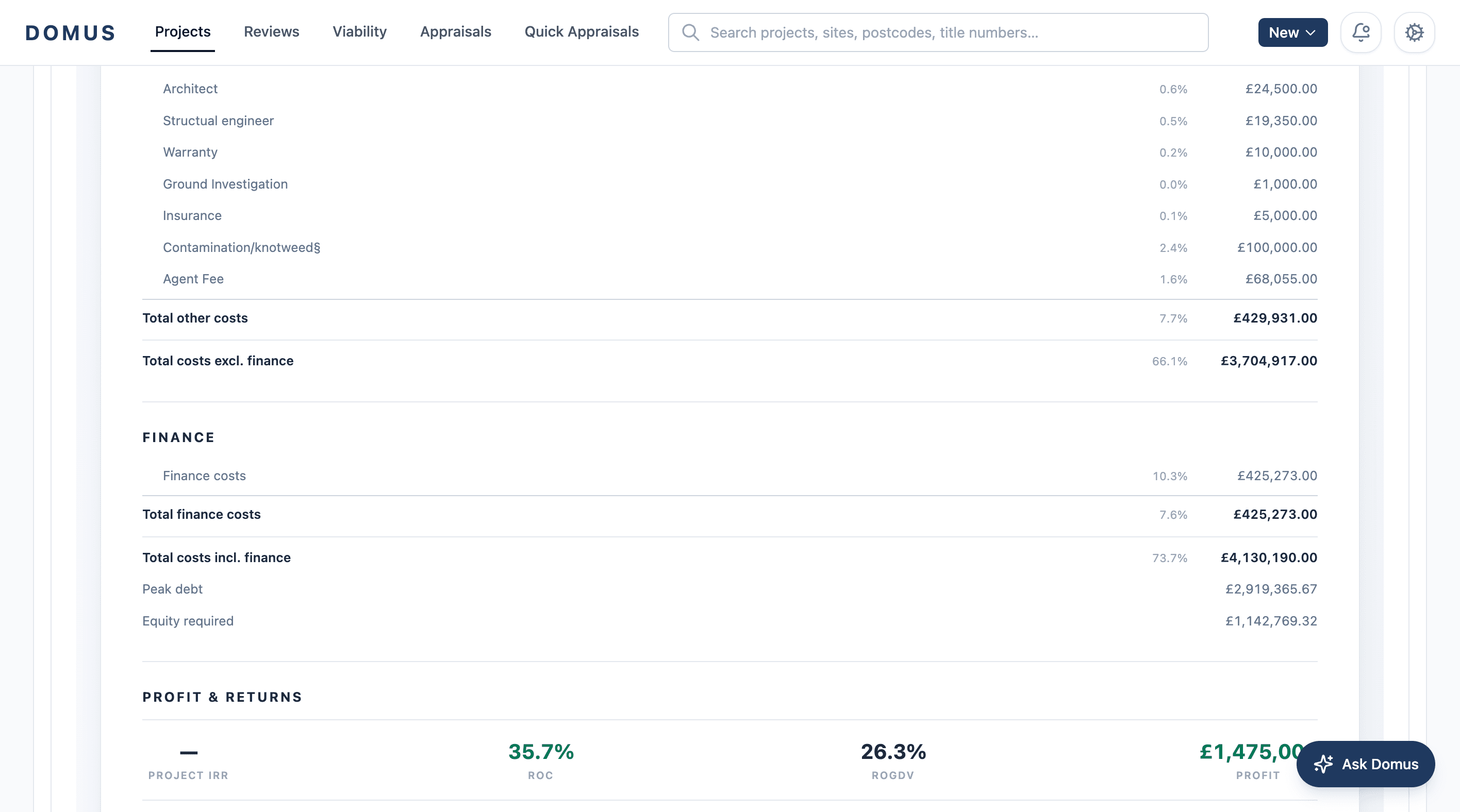 Domus platform — Appraise stage